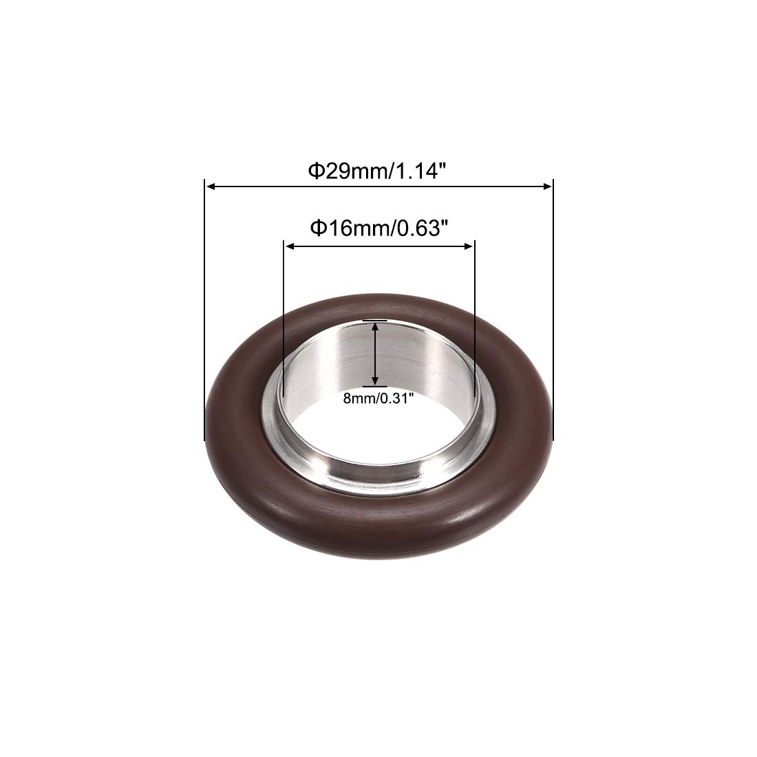 sourcing map 2Pcs Anneau Centrage KF-16 Vide Raccords ISO-KF Bride 29mm x 16mm Inoxydable Acier Caoutchouc Fluoré Joint Torique