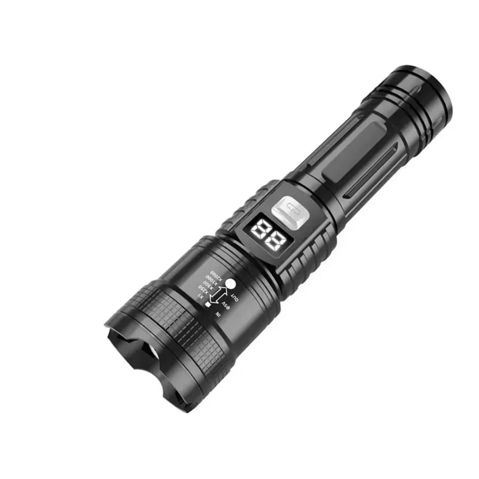 Ngtfdcp Black Rechargeable Torch, High Strong Power Led Flashlights Portable Tactical Emergency Torch Type-C Rechargeable Camping Fishing Zoom Lantern For Camping,Hiking(Type B)