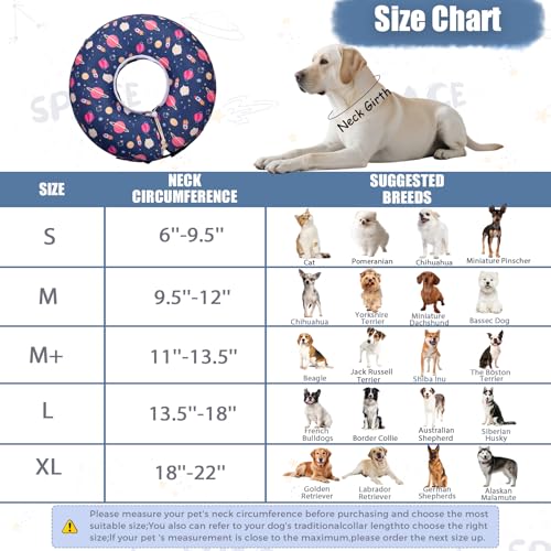 Image of Inflatable Dog Cone Collar,Waterproof Soft Dog Donut Cone for Large Medium Small Dogs Cats, Recovery Pet E-Collar Alternatives After Surgery (Planet, Small)