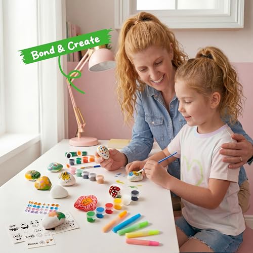 Image of Rock Painting Kit- Glow in The Dark Rock Kit, Arts and Crafts for Kids Ages 6-12, Art Supplies Toy, Kids Craft Paint Kits, Arts & Crafts for Boys Girls Birthday Party Gift Toy