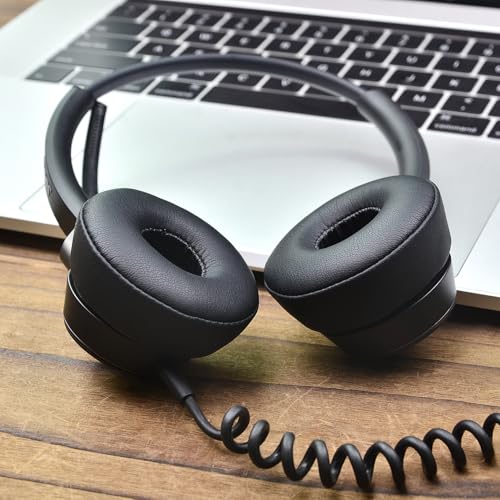 Almohadillas de repuesto Levigo para auriculares Jabra Engage 30/Engage 50, cuero proteico y espuma viscoelástica, color negro miniatura 7