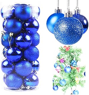 24Pcs Christmas Balls Ornaments for Xmas Christmas Tree - Shatterproof Christmas Tree Decorations Hanging Ball Christmas Baubles for Holiday Wedding Home Festival Party Decoration (4 x 4 cm, Blue, 24)