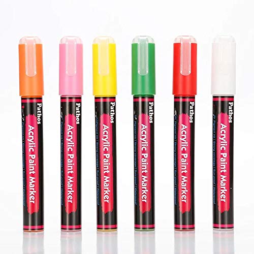 Reversible Tip Acrylic Paint Markers Pen, Art Permanent Paint Pens for Painting on Rock, Glass, Canvas, Fabric, Metal, Wood, Ceramic, Easter Egg, DIY Craft (12 Colors)