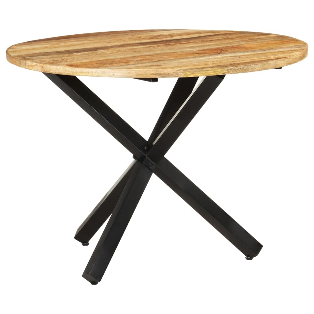 Dining Table Round 39.4"x39.4"x29.5" Rough Mango Wood,Rustic Round Mango Wood Dining Table with PowderCoated Steel Legs for Small Spaces Kitchen Furniture, Dining Room Furniture