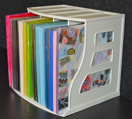 Binder Way - Paper Rack, Scrapbook 12x12 Holder, Desktop Organizer, Vinyl Record Stand, LP Album Box, Filing Crate, Lever Arch Book Shelf, Stackable -Last Few Left in The US