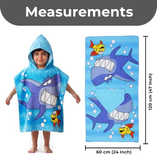 Image of Kids Poncho Towel 300 GSM 120x60 CM, Sky Blue