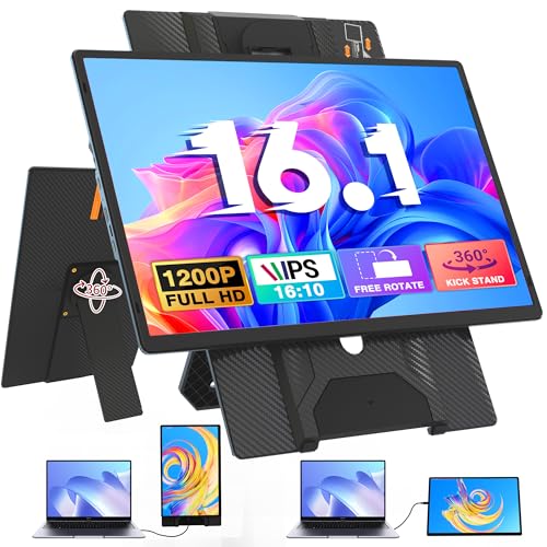 Image of Laptop Screen Extender Portable Monitor, FHD 1200P 16.1 inch Detachable Monitor Extender for Laptop, Fit for 13-17 inch Laptops, Compatiable with Windows /Mac /Chrome /Android