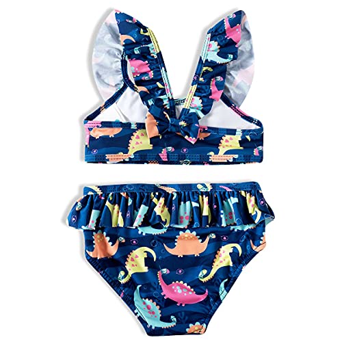 Biquíni com babado Estampado Dinossaura Elastano ,Tip Top ,Toddler Menina,Marinho,2T