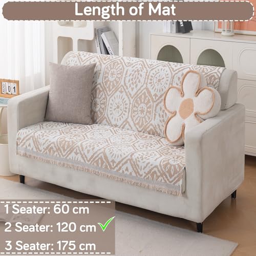 Image of HOKIPO Serene Abode Sofa Cover 2 Seater, 180x120 cm, Boho Floral Tile