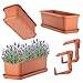 KADAX Blumenkasten 40 cm mit Untersatz und Halterung, Terracotta – Balkonkasten aus Kunststoff, Pflanzkasten für Innen- und Außenbereiche, Blumentopf für Balkon