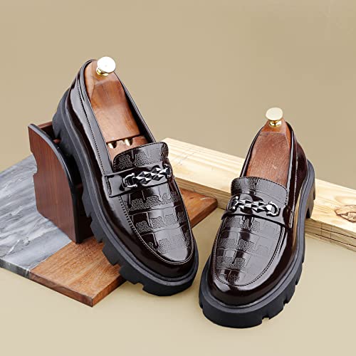Image of Men's Senthetic Patent Meterial Casual Buckle Slip-On Loafer and Moccasion Shoes