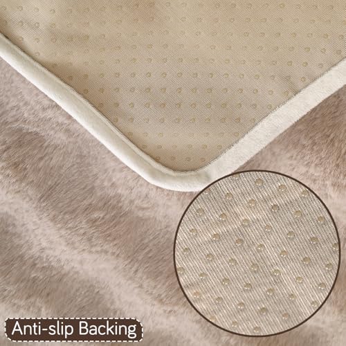Image of HOKIPO 'FurHug' Premium Faux Rabbit Fur Sofa Cover Mats for L Shape and 1 /2 /3 Seater Sofa. Make Your Own Sofa Cover Set, Mat Length 90(D) x 60(L) cm, Latte Brown (NEW2-AR-5010-LCF)
