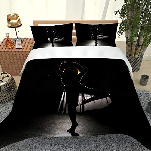XOYKX Housse De Couette 140X200Cm Danseuse avec 2 Taie d'oreiller 3 Pièces Parure De Lit 1 Personne avec Fermeture Éclair - Sets De Housse Couette en Microfibre Respirant Cover