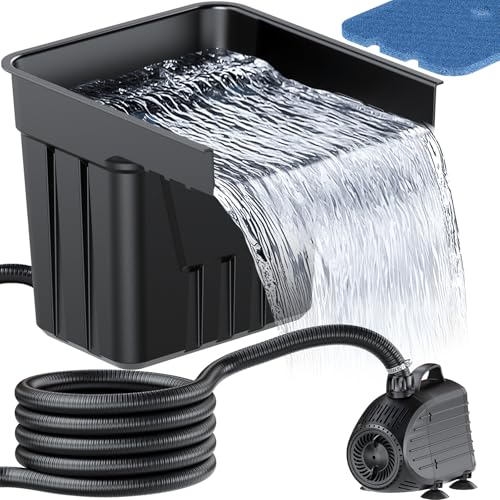 POPOSOAP Pond Waterfall Spillway Kit with 1200GPH Pond Pump &