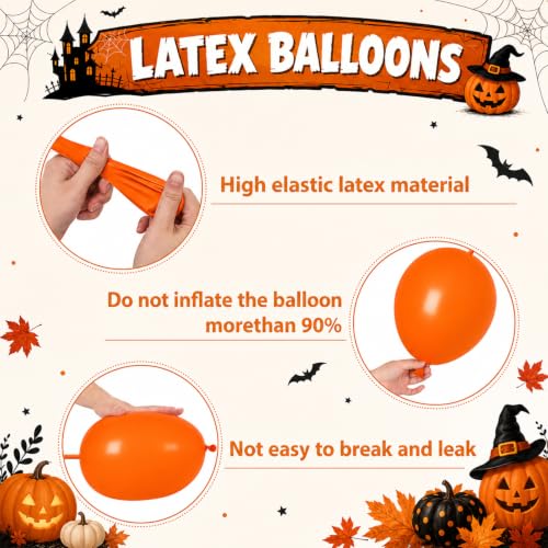 Image of Black Purple Orange Link Balloons,120Pcs 6Inch Halloween Linking Balloons