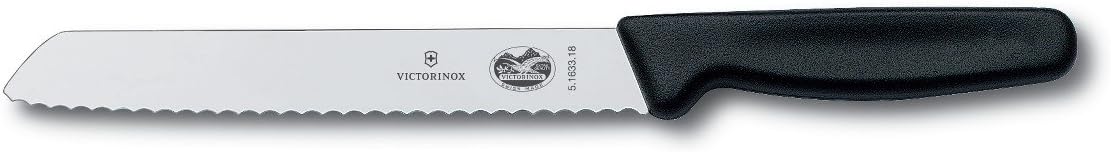 VictorinoxCutlery 7-Inch Wavy Edge Bread Knife, Black Fibro