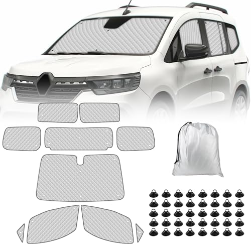 Parasol para Parabrisas Compatible con Renault Kangoo III XFK 2020-2025, 10 Piezas Juego de Protector de Parabrisas, Juego de Ventana de Persiana Térmica Interior, 100% Oclusión