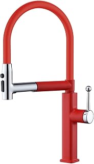 Grifo Fregadero Cocina Flexible Extensible Cuello de Cisne Grifo Giratorio Universal 360 3 Modos,rojo