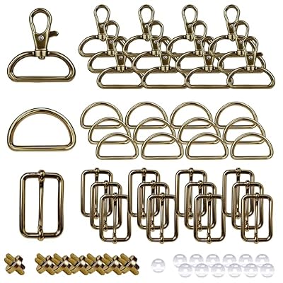 NHDDGR 54 Pezzi Moschettone Girevole per Borsa, Fibbie in Metallo per Cucito, Moschettone per Borsa a Mano con Magnete, Anelli D e Fibbie Tri-Glide, Accessori per Cucito per Tracolla per Zaino Fai da