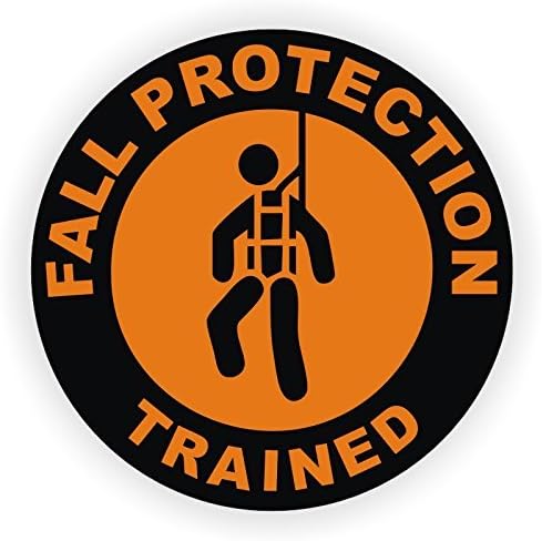 StickerDad® Fall Protection Trained (3 Pack) Printed Hard Hat Helmet Decal - (Size: 2" Color: Black/Orange)- Hard Hat, Helmet, Windows, Walls, Bumpers, Laptop, Lockers, etc.