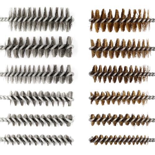 Image of 12pcs Bore Brush for Drill, 1 /4 inch Hex Shank Stainless Steel Twisted Wire Brush for Drill, Bristle Round Wire Brush with Different Sizes, Tube Pipe Cleaner for Rust (Diameter 8,10,12,15,17,19mm)