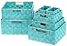 Sorbus Storage Box Woven Basket Bin Container Tote Cube Organizer Set Stackable Storage Basket Woven Strap Shelf Organizer Built-in Carry Handles (7 Piece - Aqua)