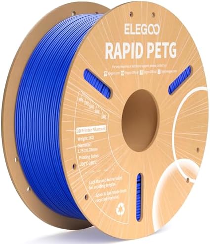 ELEGOO Rapid PETG Filament 1.75mm Blau 1 KG, High Speed 600mm/s 3D Drucker Filament Maßgenauigkeit +/- 0.02 mm, 1kg Pappspule(2.2lbs) Passend für die Meisten 3D Printer