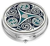 Pill Box (Large Size) in a Triskeles and Trinity Knot Design in Blue Color