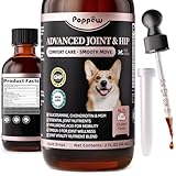 POPPAW Joint Supplement for Dogs - 10 in 1 Hip and Joint Supplement Drops with Hyaluronic Acid, Liquid Glucosamine for Dogs with Chondroitin, MSM & Omega 3-2 FL.Oz - for All Breeds & Sizes