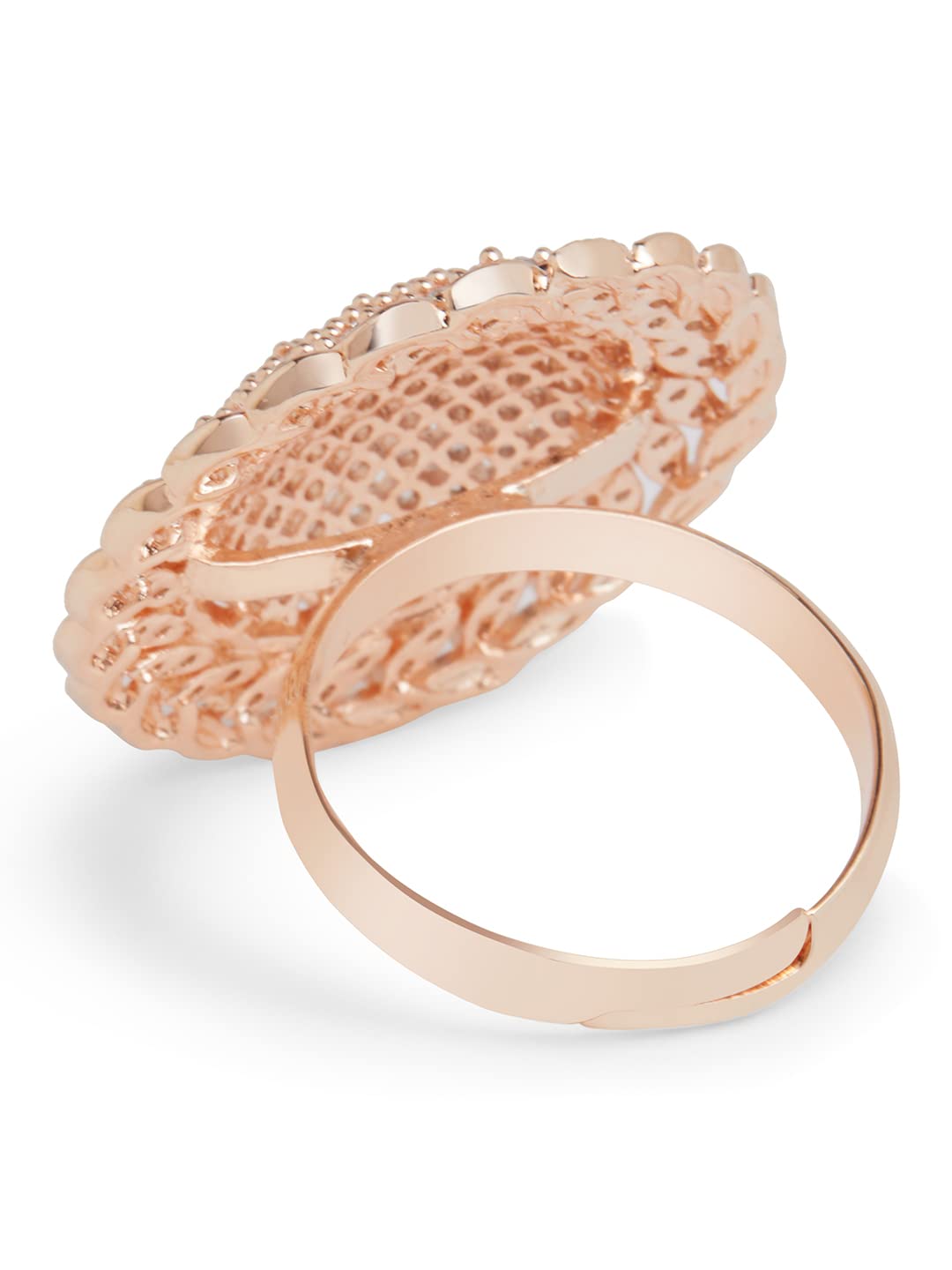 Dazzling Cubic Zirconia Party Bling Statement Brass Adjustable Finger Ring