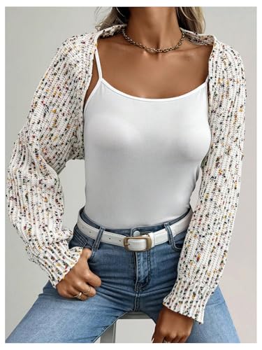 MakeMeChic Women's Open Front Long Sleeve Sweater Knit Cropped Cardigan Shrug Outerwear3