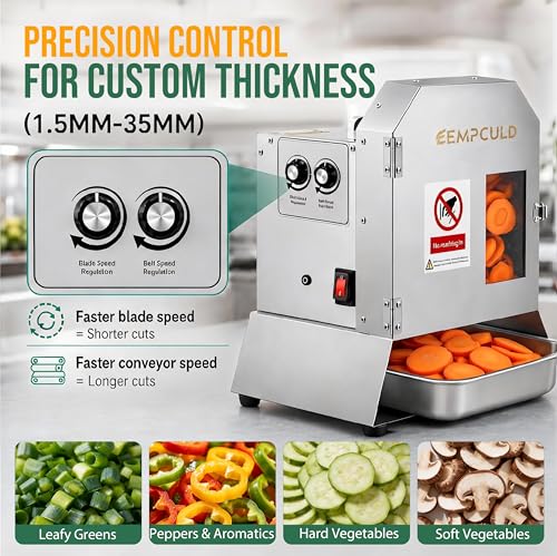 Image of Electric Vegetable Slicer, 300W Conveyor Belt Cutter, 1-35mm Adjustable