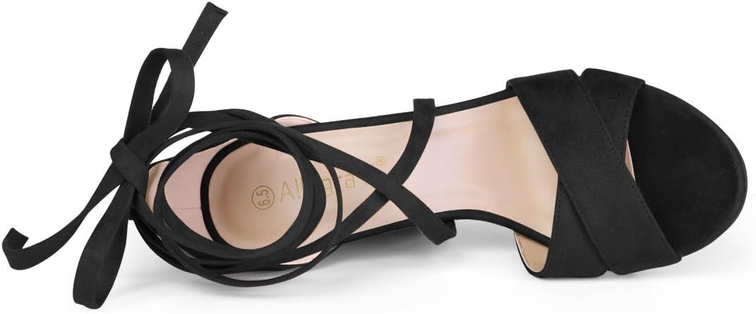 Allegra K Women's Block Heeled Lace Up Sandals - Image 4