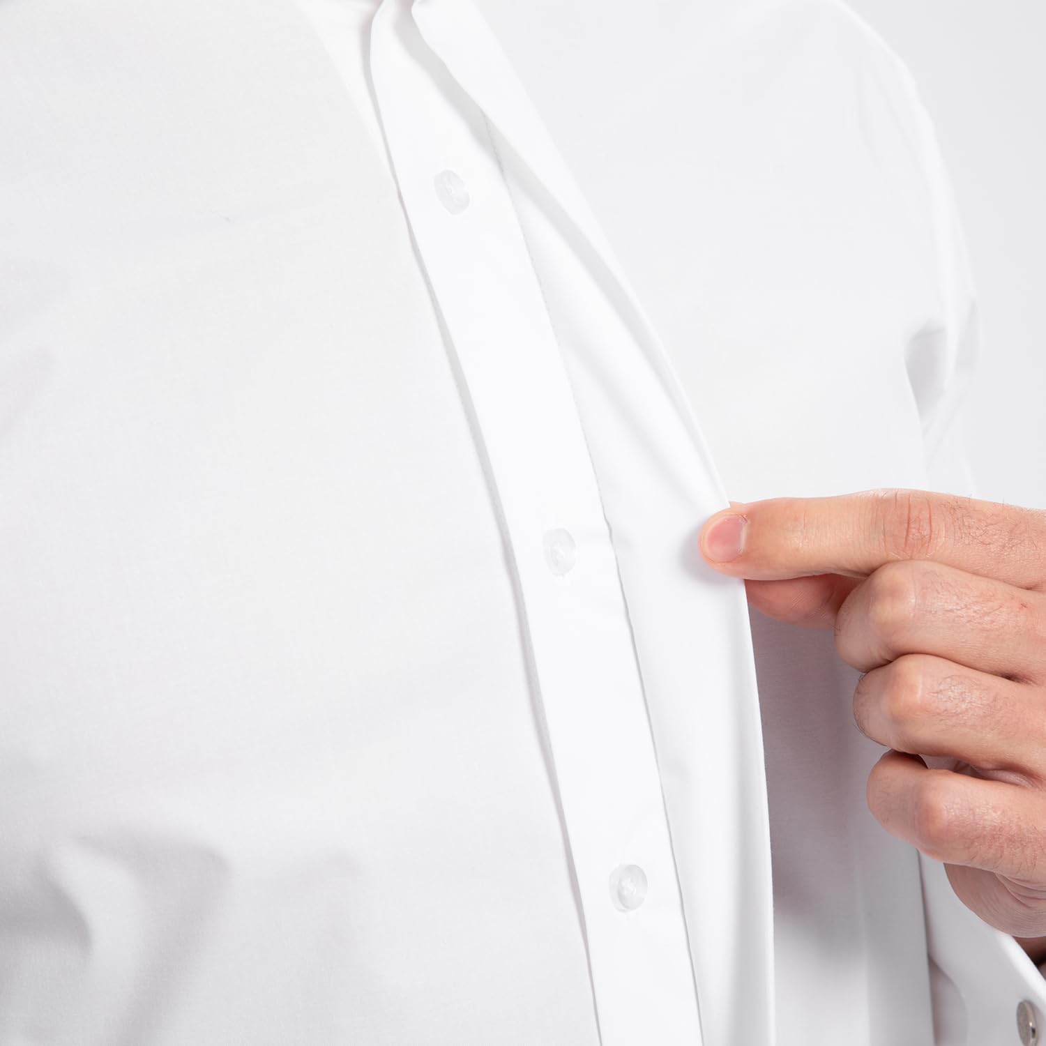 Camicia da smoking da uomo con colletto ad ala nascosta abbottonatura francese elasticizzata camicia formale a maniche lunghe tinta unita
