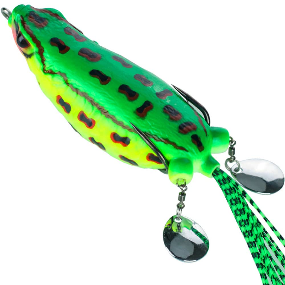LKJYBG Topwater Frog Lures, Hollow Body Silicone Soft Frog Lure, Sequins Weedless Topwater Lures, Topwater Frog Crankbait Tackle No. 2 color