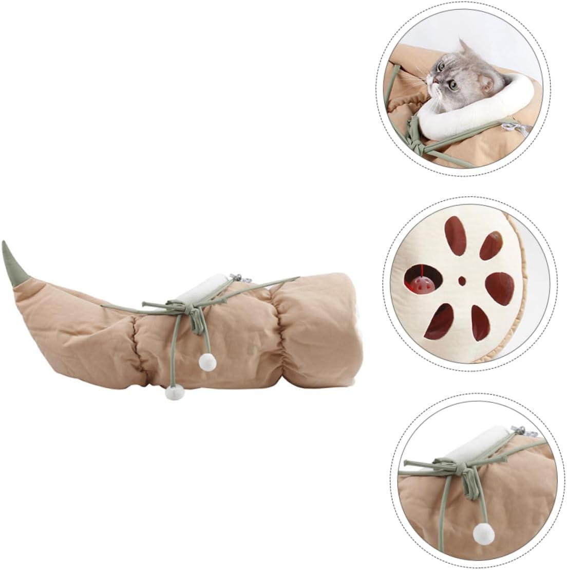 1pc Lotus Root Cat Tunnel Creative Folding Cat Bed Design Toy for Playtime and Relaxation Random Color
