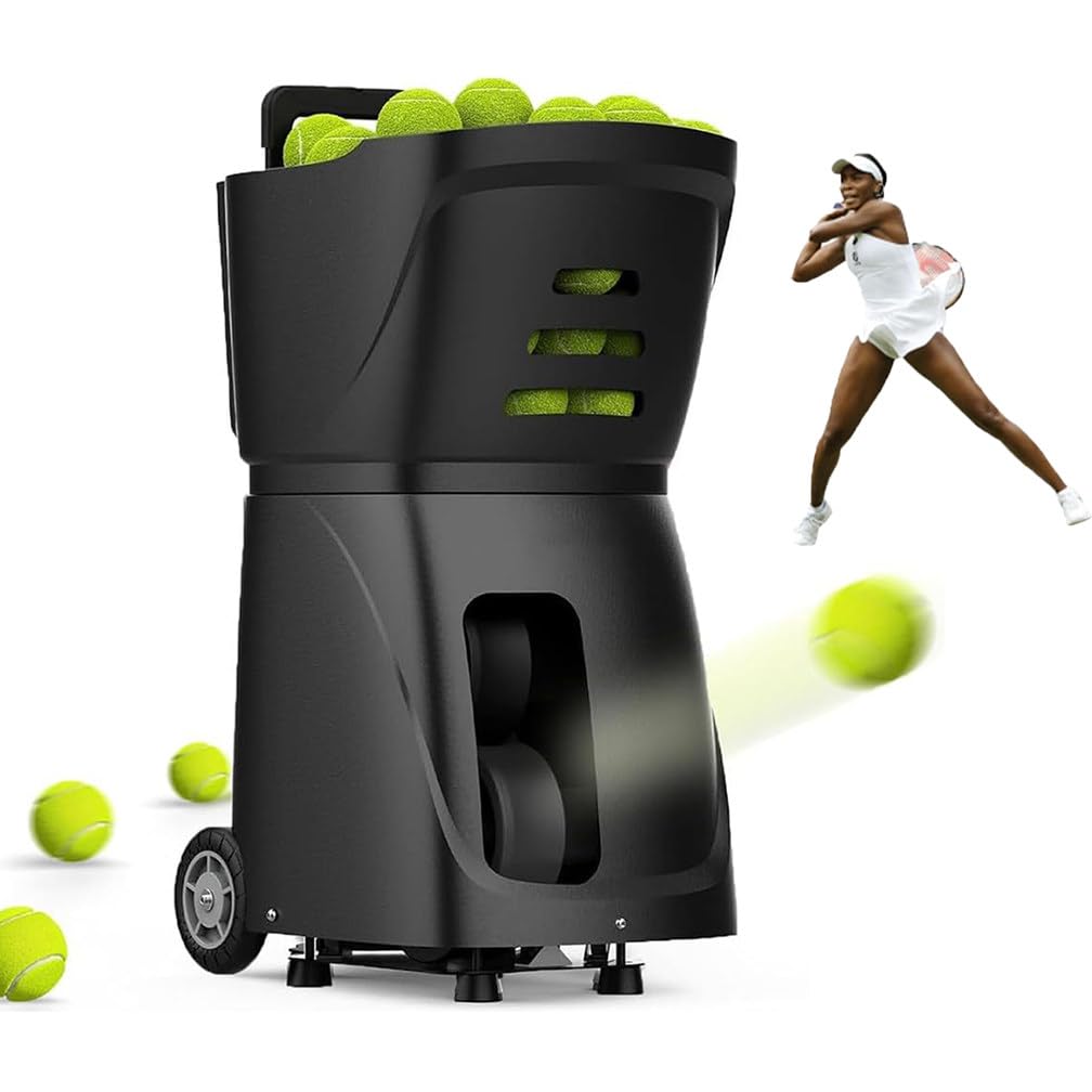 Máquina portátil de pelotas de tenis, lanzador automático y entrenador con batería de litio y control remoto para todos los niveles de habilidad en tenis