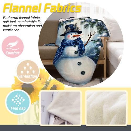 Manta Polar 220 x 240 MuñEco de Nieve Blanco, Mantas de Franela Mantilla para Cama 135/150, Microfibra Manta de Viaje Multiuso para Oficina Niños y Adultos, 220x240 cm A248