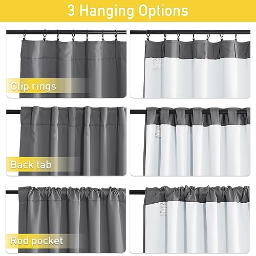 NICETOWN 4-in-1 PM2.5 Noise-Reducing Thermal Insulation Curtains for Villa/Hall/Dorm (Gray, 2 Panels, 52 x 95)