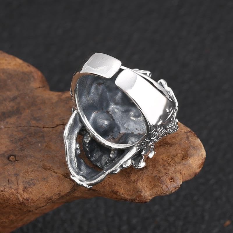 Punk Skull Ring for Men Vintage Crystal Skull Head Ring Gothic Death Skull Ring Adjustable Vintage Punk Rock Biker Jewelry for Men Halloween Goth Accessory - Image 5