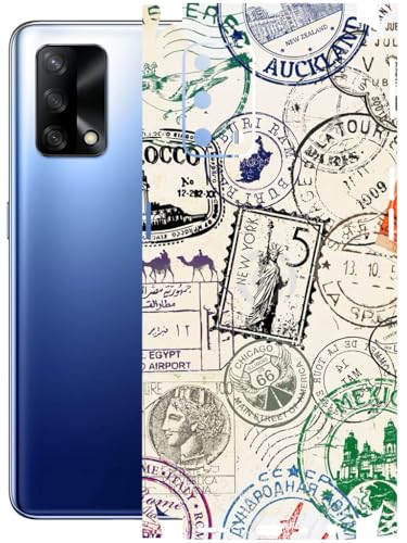 Image of AtOdds - Full Body Back Screen Guard Protector Film - Lamination Wrap Skin Sticker Compatible with Oppo F19 | Scratchproof Matte Finish (Stamps)