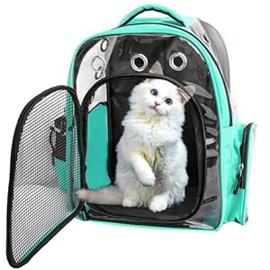 Buraq Pets Explorer Pet Carrier Backpack, Designed with Breathable Space, Ventilated,Ideal Cat House, Portable Cat Bag, Secure and Comfortable Cat Carrier Travel Bag for Outdoor Use (Sea – Green)