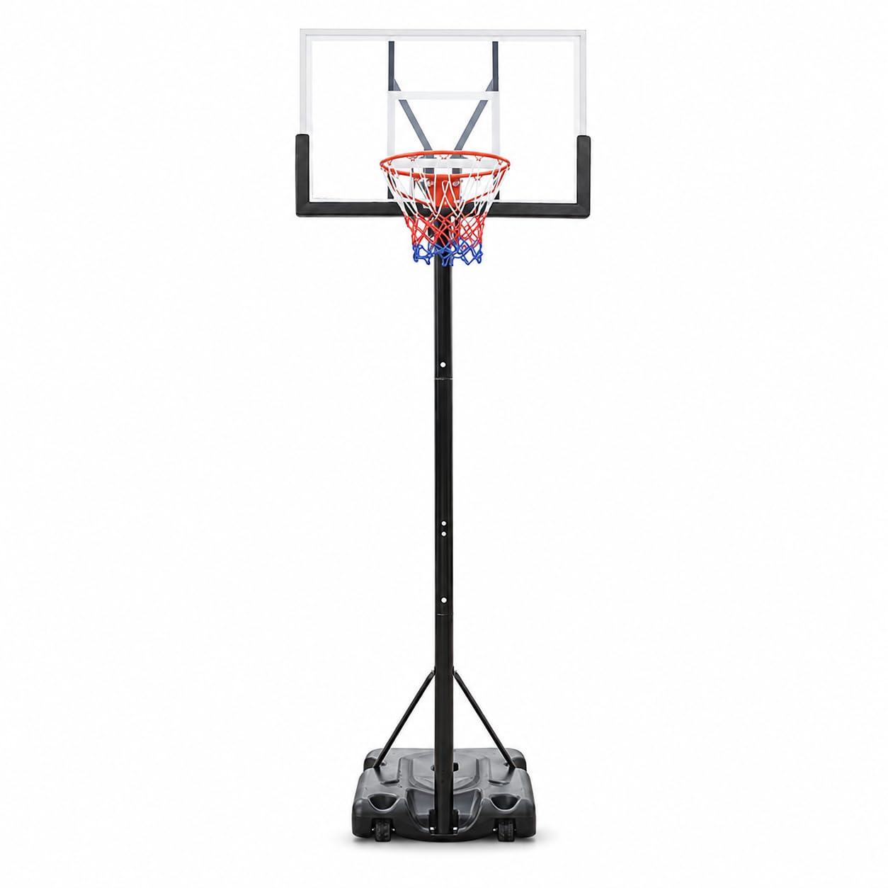 Portable Basketball Hoop 6.5-10FT Adjustable Height Stand with Wheels, 110x70cm Shatterproof Backboard, 45cm Steel Rim, Fillable Base, Indoor Outdoor Basketball System for Kids, Teens & Adults