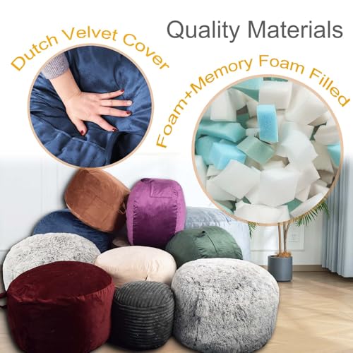 Image of Bean Bag Chairs, Memory Foam Stuffing Bean Bag Chair for Adults /Teens /Kids, Velvet Lazy Sofa Furniture with Removable High-Rebound Memory Foam for Living Room Bedroom College Dorm