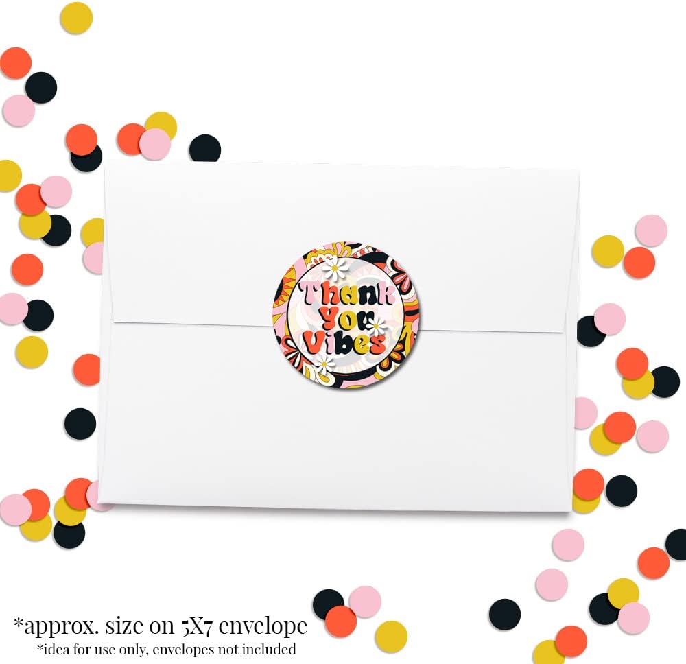 Groovy Birthday Vibes Birthday Party Sticker Labels, 40 2" Party Circle Stickers by Amanda Creation, Great for Party Favors, Envelope Seals & Goodie Bags image 4