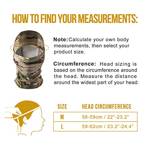 OneTigris Taktische Kopfhaube Sturmhaube Vollgesichtsmaske für Motorrad Fahrrad Ski Jagd