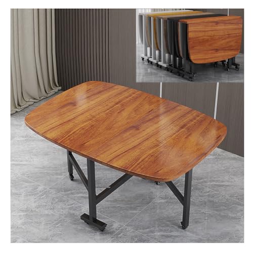 Mesa de comedor plegable con hojas extensibles y ruedas para restaurante, sala de estar, patio, mesa de madera blanca que ahorra espacio, juego de mesa de 120 x 70 cm
