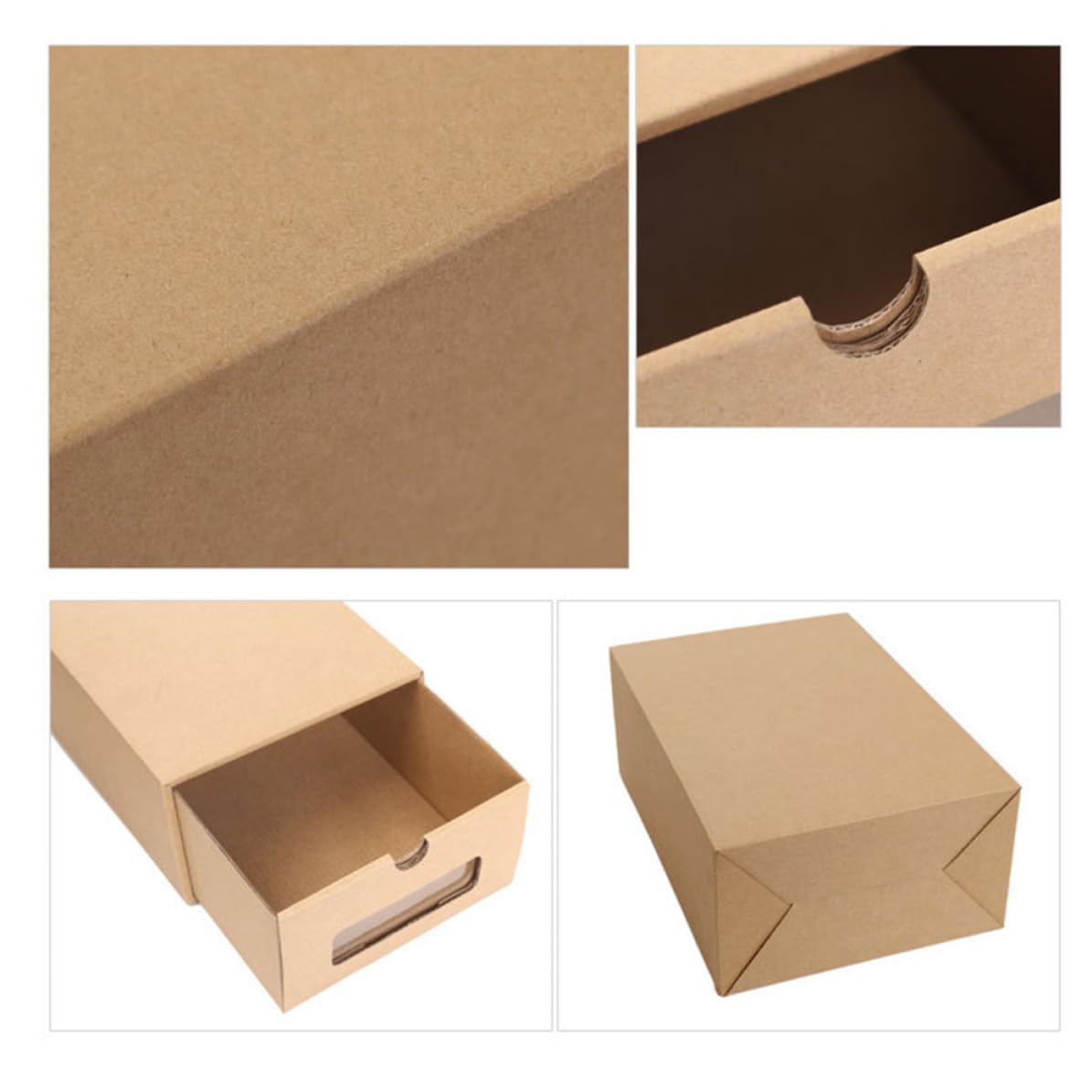 6 Pezzi Scatola da Scarpe a Cassetto Trasparente, Carta Khaki