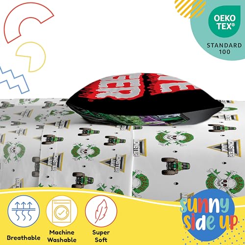Image of Sunny Side Up Monster Jam Grave Digger Toddler Sheet Set - 3 Piece Toddler Bedding Set Includes Pillow Cover - Super Soft Microfiber Sheets
