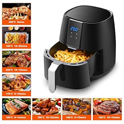 CLIPOP Heißluftfritteuse für die Ganze Familie mit Schneller Luftzirkulation 3,8L Friteuse Heissluft Fritteusen Air Fryer mit Digitalem LED-Touchscreen, 60-Minuten-Timer, ohne Öl, 1450W – Bild 3